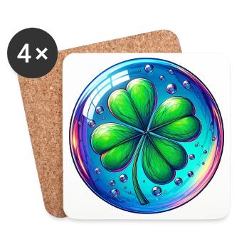 Trèfle à quatre feuilles - Dessous de verre (lot de 4) - blanc - Devant