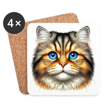 Cat - Coasters (set of 4) - white - Front
