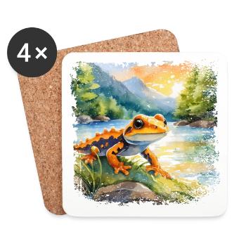 Cute young fire salamander - Coasters (set of 4) - white - Front