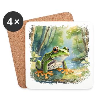Niedlicher junger Frosch im Kinderbuchstil - Untersetzer (4er-Set) - Weiß - Vorne