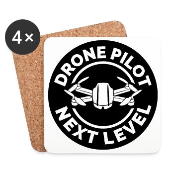 drone pilot patch Logo Drohnen Symbol Grafik icon - Untersetzer (4er-Set) - Weiß - Vorne