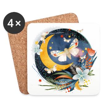 rare exotic butterflies in the moonlight - Coasters (set of 4) - white - Front