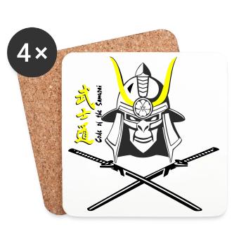 Samuraihelm Kabuto 5 - Untersetzer (4er-Set) - Weiß - Vorne