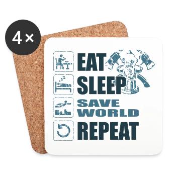 Firefighter Firefighter Woman Saves the World - Coasters (set of 4) - white - Front