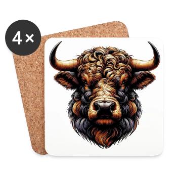 Stier - Untersetzer (4er-Set) - Weiß - Vorne