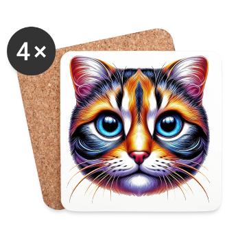 Chat - Dessous de verre (lot de 4) - blanc - Devant