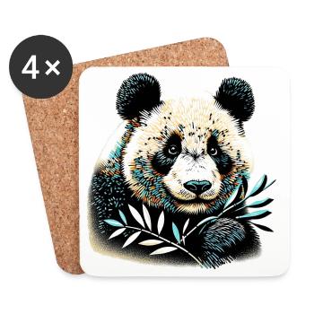 Panda - Untersetzer (4er-Set) - Weiß - Vorne