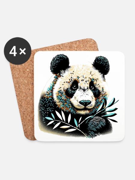 Panda - Untersetzer (4er-Set) - Weiß