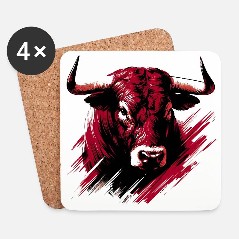 Stier - Untersetzer (4er-Set) - Weiß