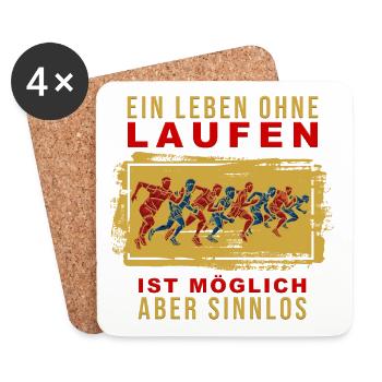 Ein Leben ohne Laufen ist möglich, aber Sinnlos - Untersetzer (4er-Set) - Weiß - Vorne