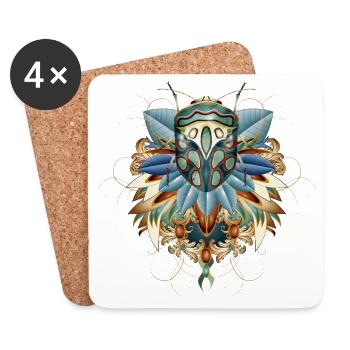 Insecte africain exotique dans l’amulette de la feuille - Dessous de verre (lot de 4) - blanc - Devant