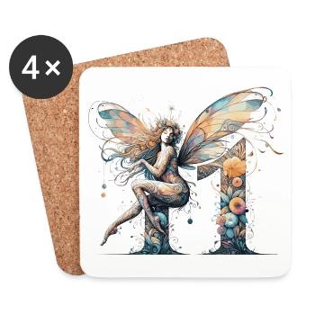 11 Years Fairy Elf Birthday Gift - Coasters (set of 4) - white - Front