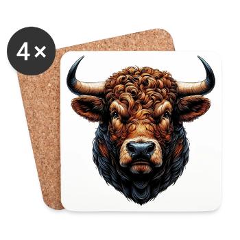 Stier - Untersetzer (4er-Set) - Weiß - Vorne