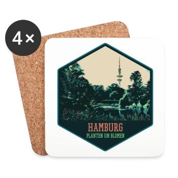 Illustration, parc de Planten un Blomen à Hambourg - Dessous de verre (lot de 4) - blanc - Devant