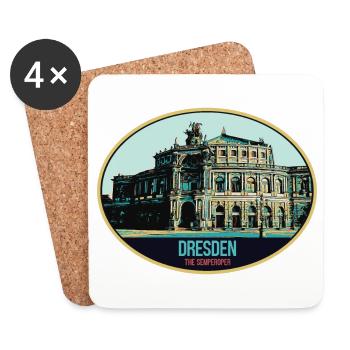 Dresdner Semperoper: Eleganz in der Illustration - Untersetzer (4er-Set) - Weiß - Vorne