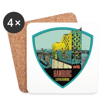 Illustration: , Hamburg - Untersetzer (4er-Set) - Weiß - Vorne