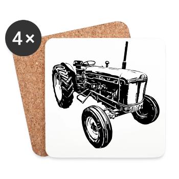 Super Tracteur - Dessous de verre (lot de 4) - blanc - Devant
