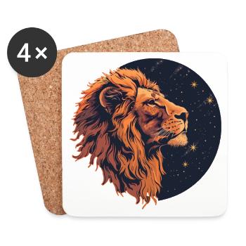 Lion with starry sky - Coasters (set of 4) - white - Front