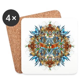 Kunstvolles Amulett aus Insekten in floraler Form - Untersetzer (4er-Set) - Weiß - Vorne
