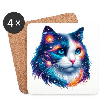 Katze - Untersetzer (4er-Set) - Weiß - Vorne