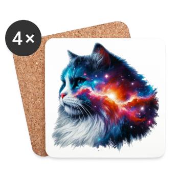 Katze - Untersetzer (4er-Set) - Weiß - Vorne
