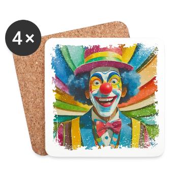 lustiger Clown im comic Style - Untersetzer (4er-Set) - Weiß - Vorne