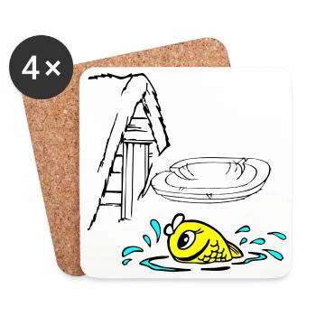 Gold Fisch - Untersetzer (4er-Set) - Weiß - Vorne