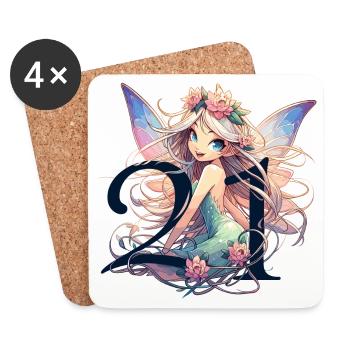 21 Years Fairy Elf Cute Blonde Birthday Gift - Coasters (set of 4) - white - Front