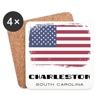Charleston, Caroline du Sud, États-Unis - Dessous de verre (lot de 4) - blanc - Devant