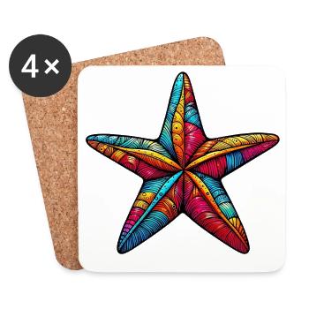 Étoile de mer - Dessous de verre (lot de 4) - blanc - Devant