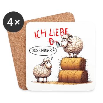 ich liebe dosenbier schafe bier lustig wortspiel - Untersetzer (4er-Set) - Weiß - Vorne