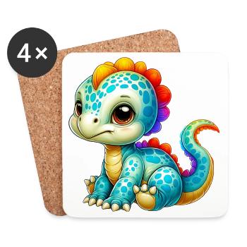 Dinosaurier - Untersetzer (4er-Set) - Weiß - Vorne