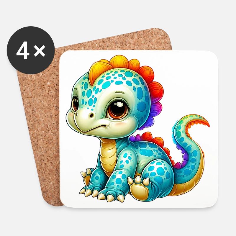 Dinosaurier - Untersetzer (4er-Set) - Weiß