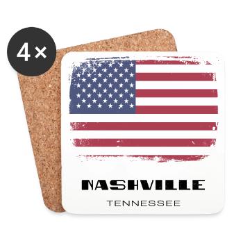 Nashville, Tennessee, États-Unis - Dessous de verre (lot de 4) - blanc - Devant