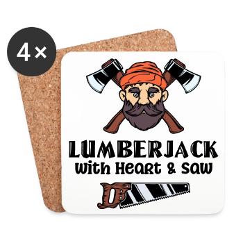 Woodwork Axe Wood Lumberjack Statement - Coasters (set of 4) - white - Front