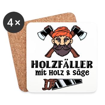 Bûcheron déclaration hache bois menuiserie tronçonneuse - Dessous de verre (lot de 4) - blanc - Devant