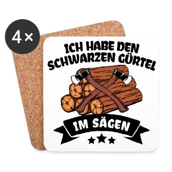 Holzfäller Statement Holzarbeit Holz Axt - Untersetzer (4er-Set) - Weiß - Vorne