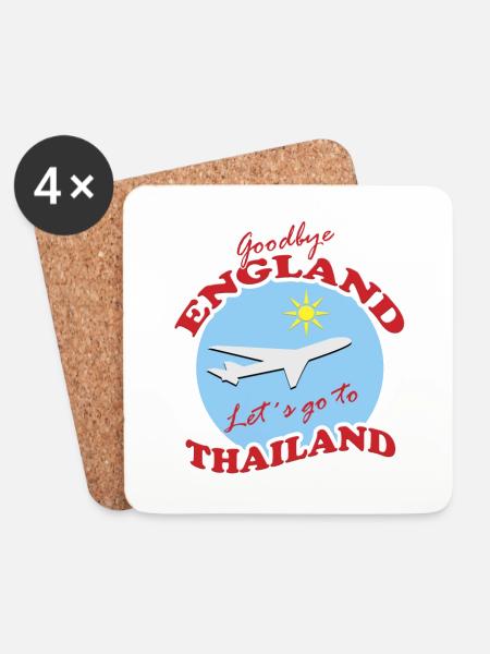 Thailand Travel Farewell Airplane Design - Coasters (set of 4) - white