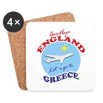 Greece Farewell Airplane Travel Design - Coasters (set of 4) - white - Front