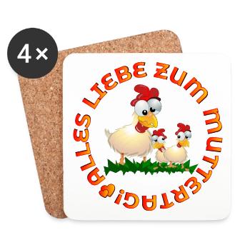 Alles Liebe zum Muttertag Hühner - Untersetzer (4er-Set) - Weiß - Vorne