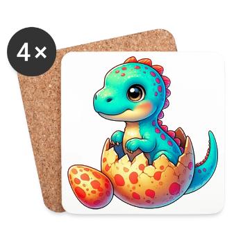 Dinosaur - Coasters (set of 4) - white - Front