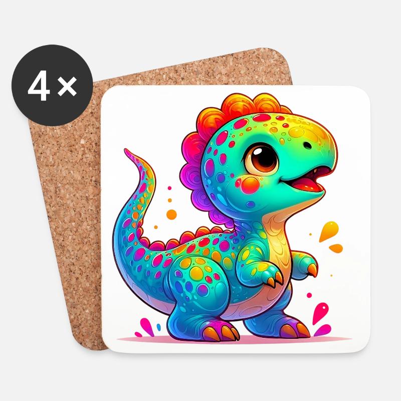 Dinosaurier - Untersetzer (4er-Set) - Weiß
