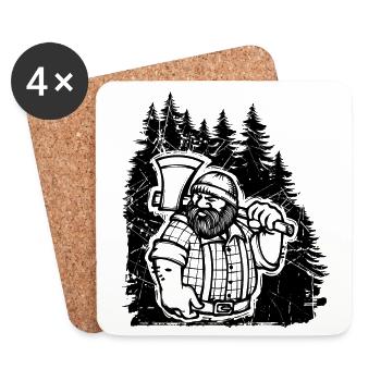 Holzfäller Forst Holzarbeit Holz Baumfäller Baum - Untersetzer (4er-Set) - Weiß - Vorne