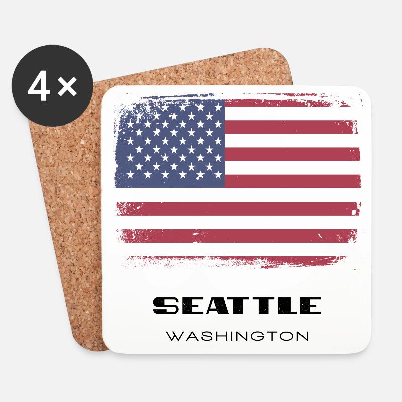 Seattle, Washington, USA - Untersetzer (4er-Set) - Weiß