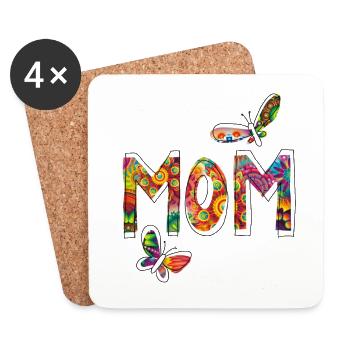 best mom ever muttertag mama w bunt - Untersetzer (4er-Set) - Weiß - Vorne