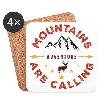 Mountains Are Calling - Outdoor Adventure - Coasters (set of 4) - white - Front