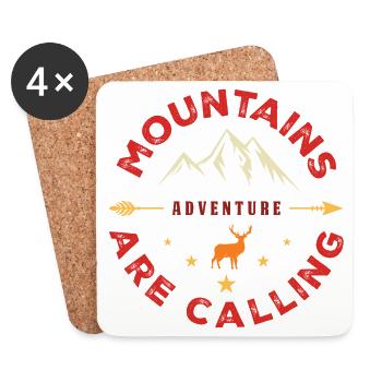 Die Berge rufen - Outdoor-Abenteuer - Untersetzer (4er-Set) - Weiß - Vorne