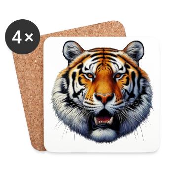 Tigre - Dessous de verre (lot de 4) - blanc - Devant