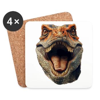 Tête de dinosaure - Dessous de verre (lot de 4) - blanc - Devant
