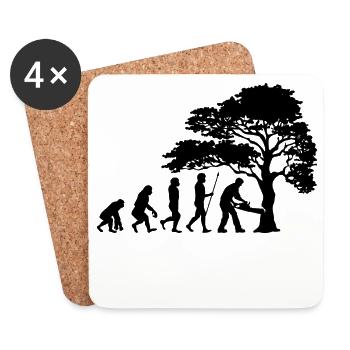 Lumberjack Tree Evolution sciure de bois - Dessous de verre (lot de 4) - blanc - Devant